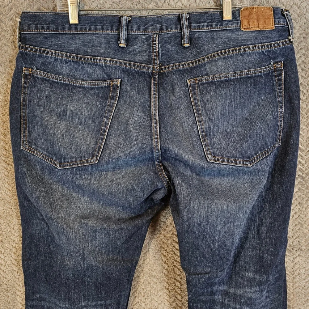 Gap 1969‎ Mens Boot Rockaway Jeans 38x30 Blue Raw Hem Frayed Denim 350476-00